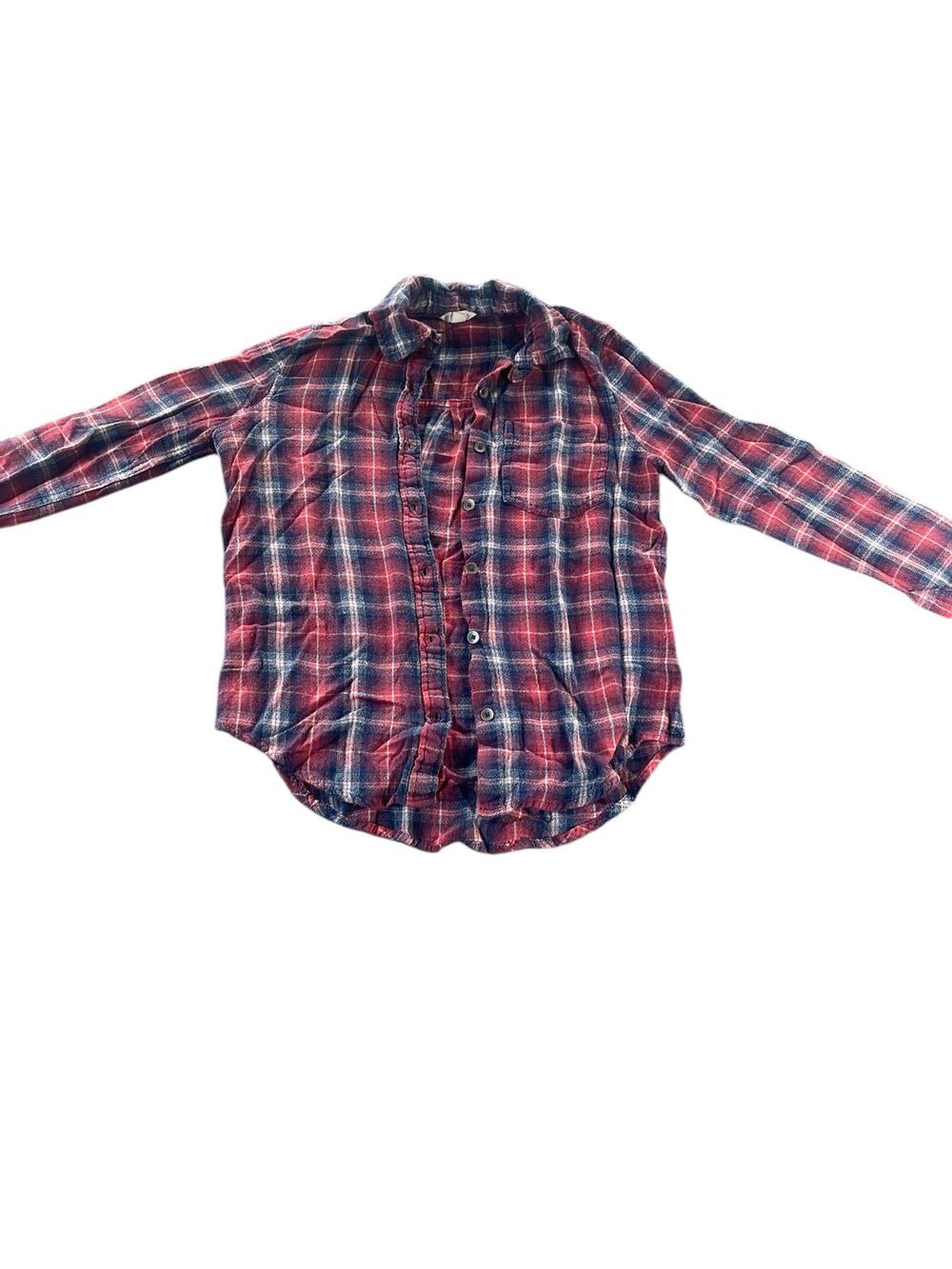 Aeropostale Kids Girls Red Blue Plaid Button Down Shirt Youth Size Small